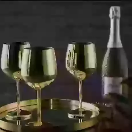 4 Gold Wine Glasses
